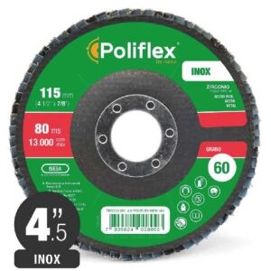 Disco de Zirconio de 4.1/2'' X 7/8" Grano 60 Poliflex - 112278