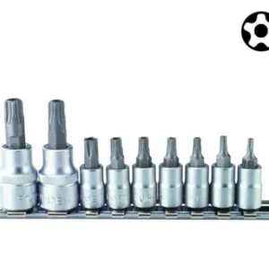 Juego de Dados Torx Cuad. 1/4'' - 3/8'' de TS10 a TS50 de 9PCS. Force - 3095