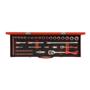 Juego de Dados Milim&eacute;trico Cuadrante 1/2+1/4 de 49 Piezas Al 3300010 Gedore