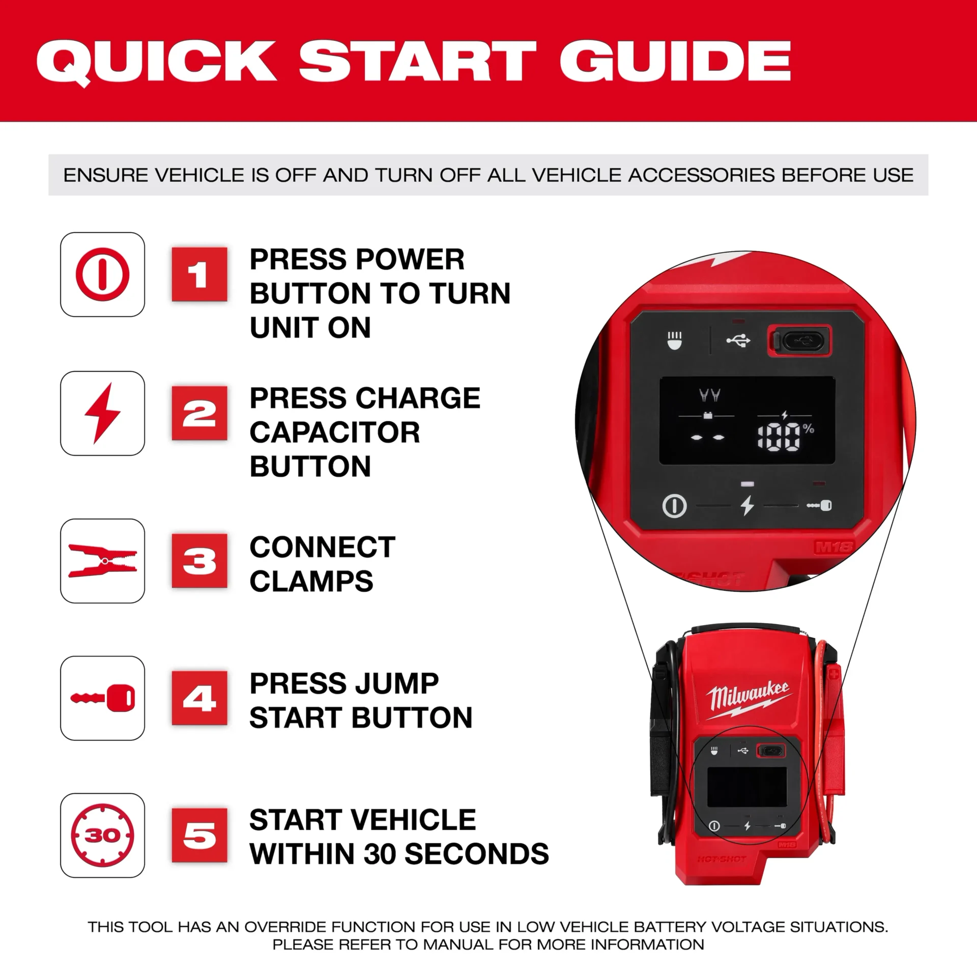 Arrancador de Baterías Milwaukee M18 HOTSHOT 3841-20 2.000A 12V - Imagen 3