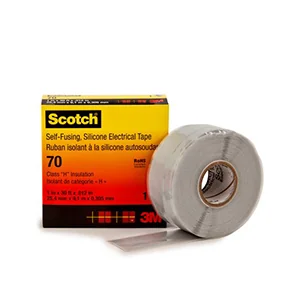 Cinta Aisladora Caucho Silicona Scotch 70 Autosoldable de 1" X 9.1mt. Gris 80611438617 3M