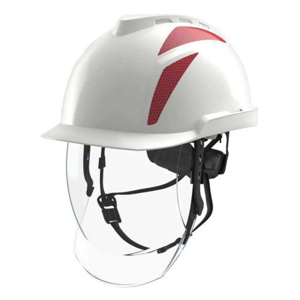 Casco Electricista V-guard 950 sin Ventilaci&oacute;n con Pallata Facial Integraday Cubre Cuello Contra Arco El&eacute;ctrico