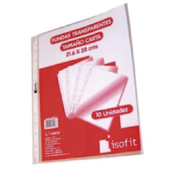 Funda Plástica Carta X 10 Ud Isofit