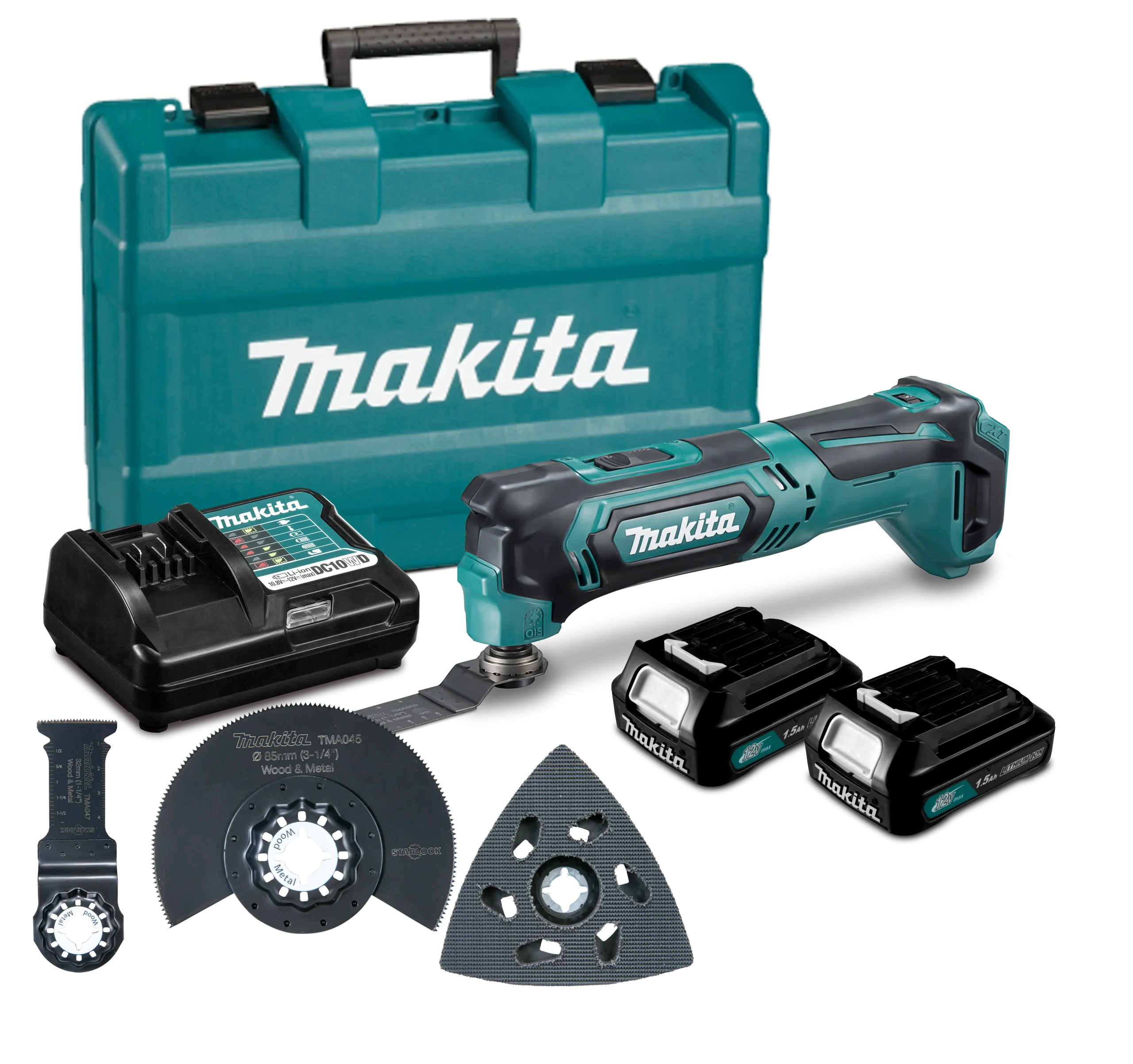 Multiherramienta 12V Max CXT/ 2 Bat. Li-Ion 1.5 Ah + Cargador Normal DC18WD + Kit Acc. Makita