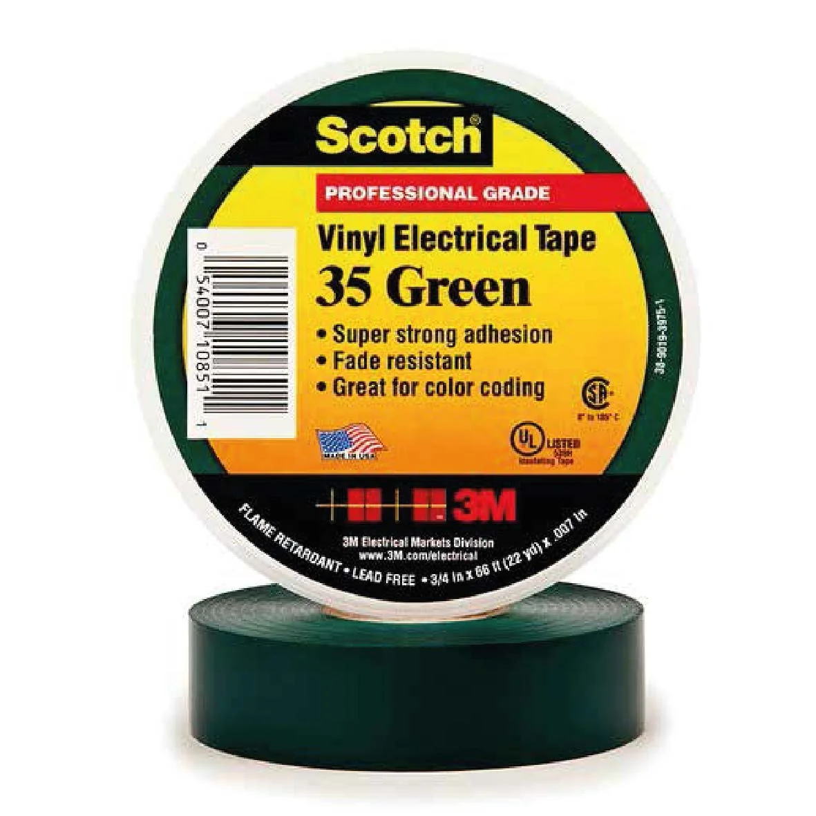 Cinta El&eacute;ctrica Verde MOD35 18mm X 20mt 8061083404-8 3M