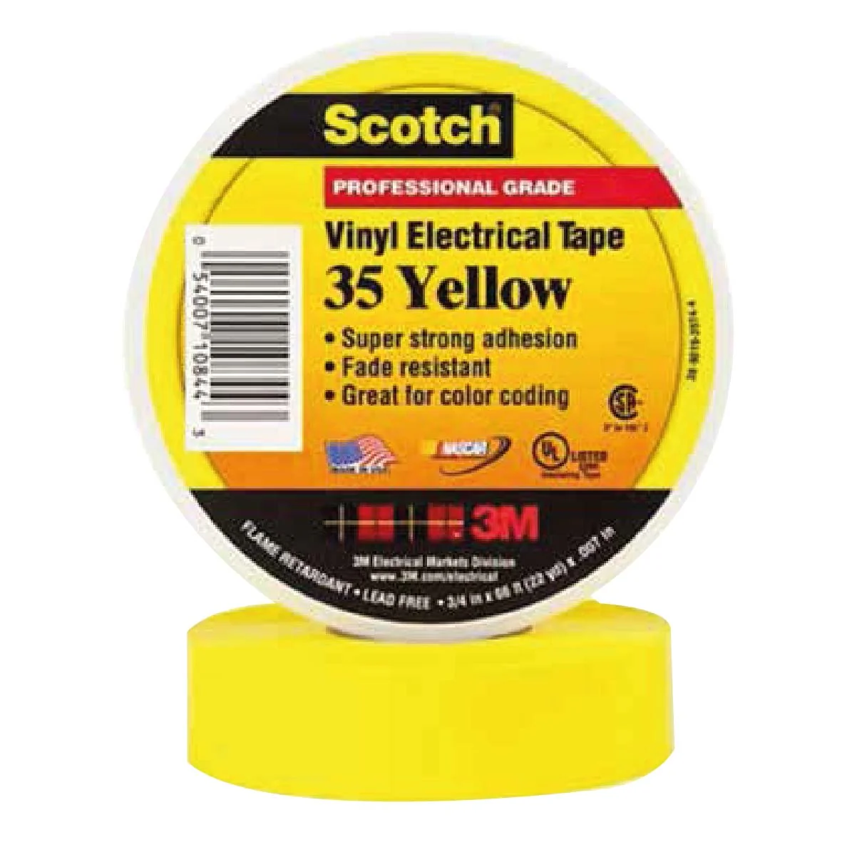 Cinta El&eacute;ctrica Amarillo MOD35 18mm X 20mt 80610833966 3M