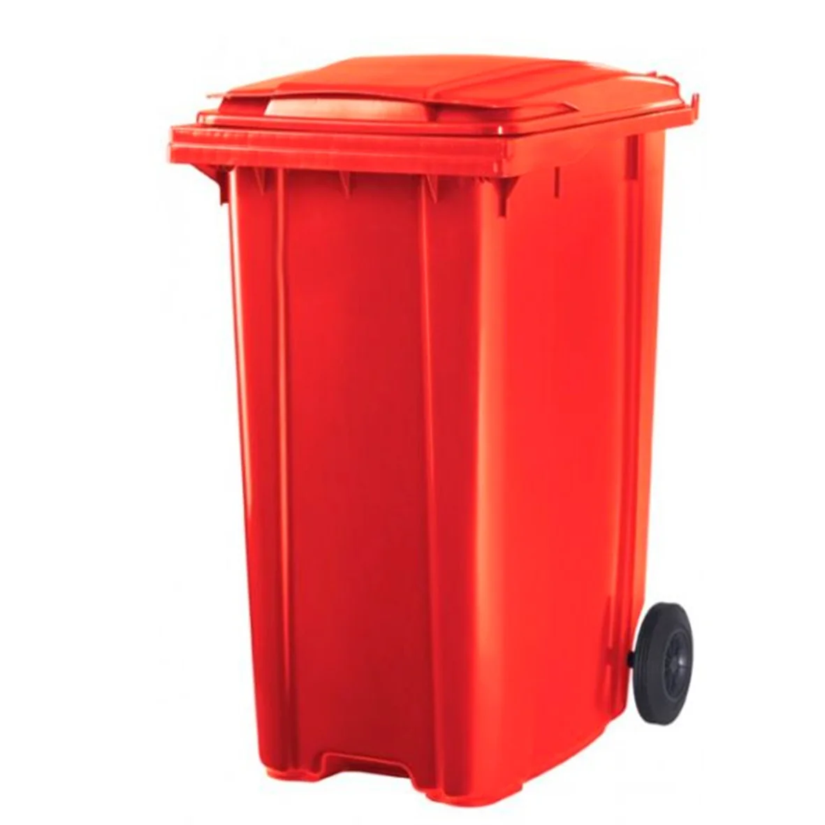 Basurero 240 lt Color Rojo con Tapa y Ruedas