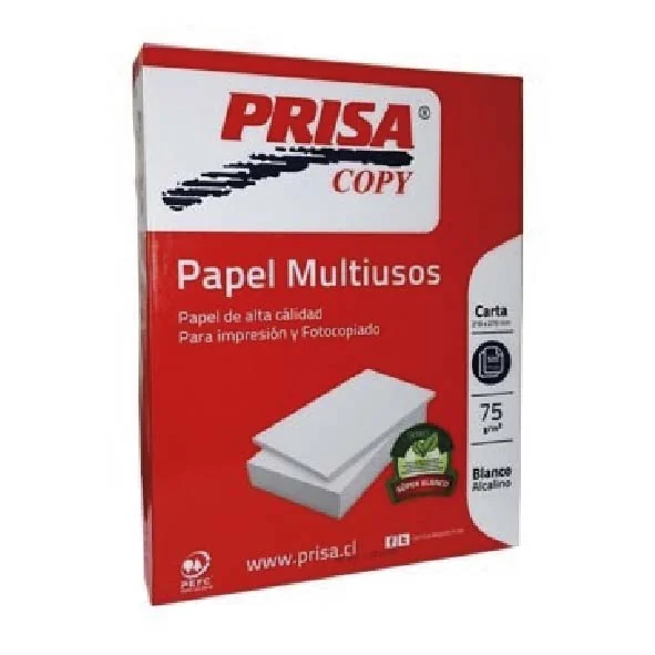Papel Fotocopia Carta 75 gr Prisa 500 Hojas